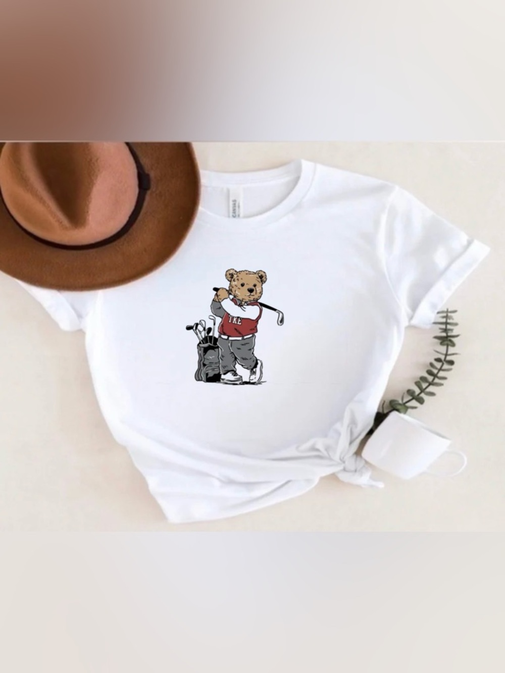 Cute Golf Teddy Bear Shirt Preppy Graphic Tee Golf Lover Top